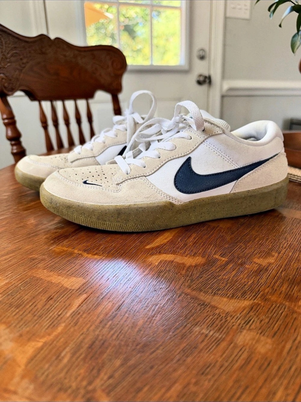 Nike SB Force 58 White Light Brown Gum & Blue Sneakers